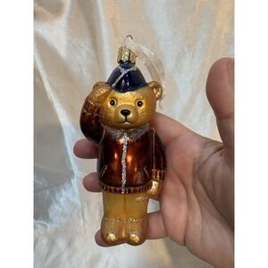 Old World Christmas Ornament Glass US AIR FORCE Military Teddy Bear Veteran